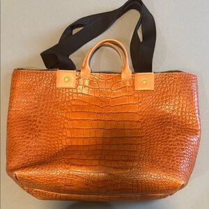 Clare V Tan Crocodile-Embossed Tote